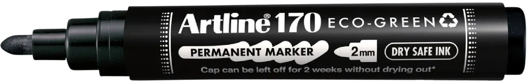 Marqueur permanent écologique Artline 170 noir à séchage rapide x12