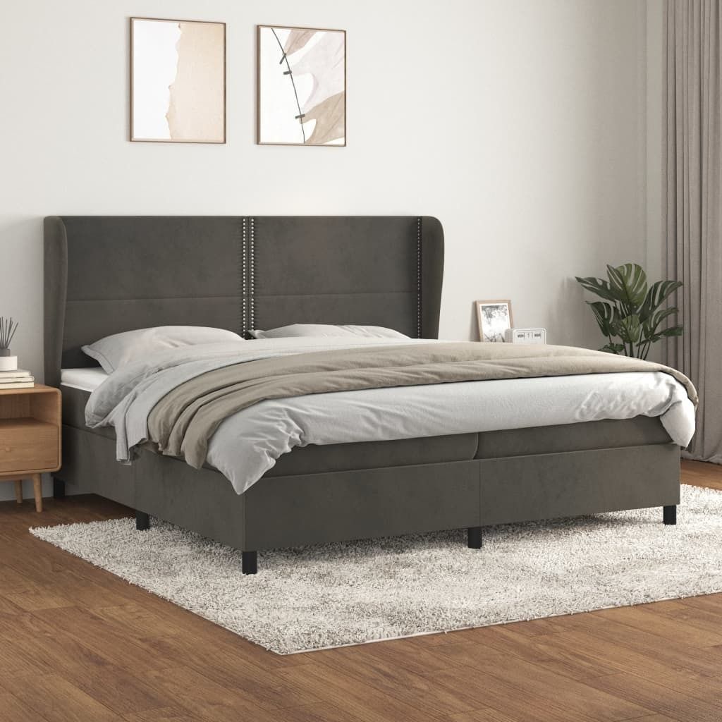 "2026 Promotion" Boxspringbett mit Matratze - Dunkelgrau - 200x200 cm - Samt - Polsterbett CC6732