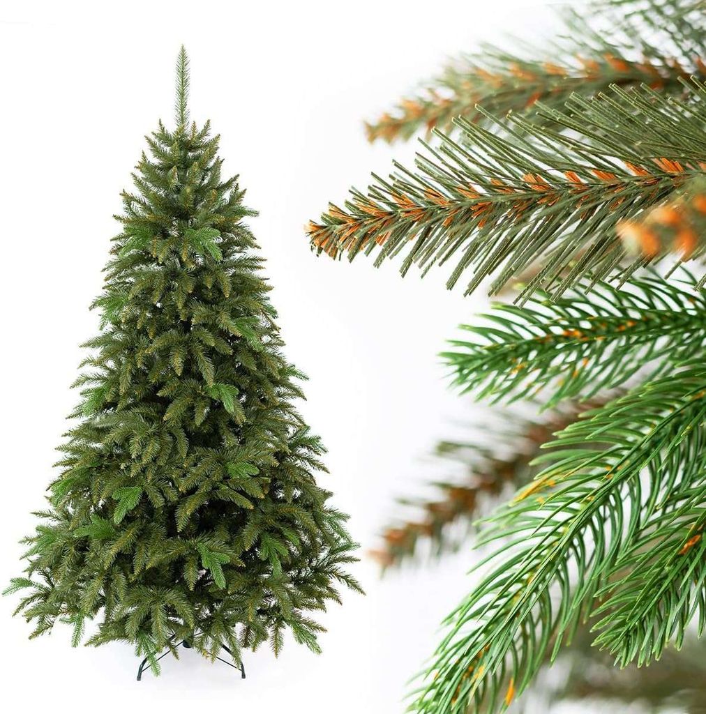 Weihnachtsbaum künstlich 220cm | Material PVC und PE - Premium | künstliche weihnachtsbäume natürliches Aussehen | unechter Tannenbaum inkl. Me...