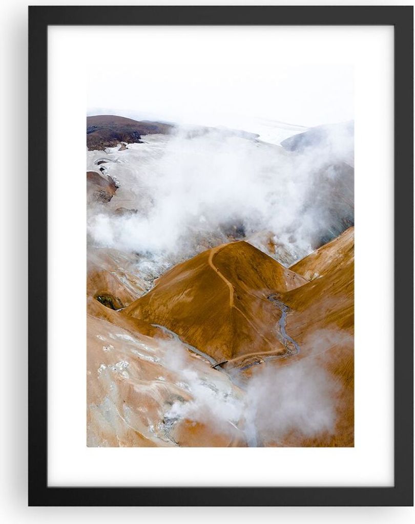 Gerahmtes Poster - Schwarzer Rahmen - Berge Wolken Landschaft - 30x40 cm - Wand Bild - Wanddeko - Wandbilder - Kunstposter - Wandposter - Bilderrah...