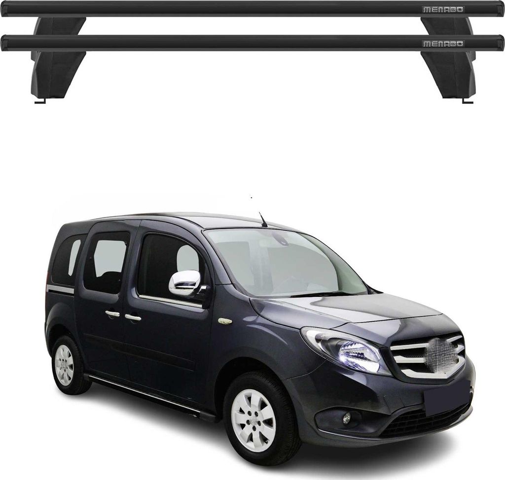 Menabo Dachträger Grundtäger für Mercedes Citan W415 2012-2021 75kg Alu Schwarz