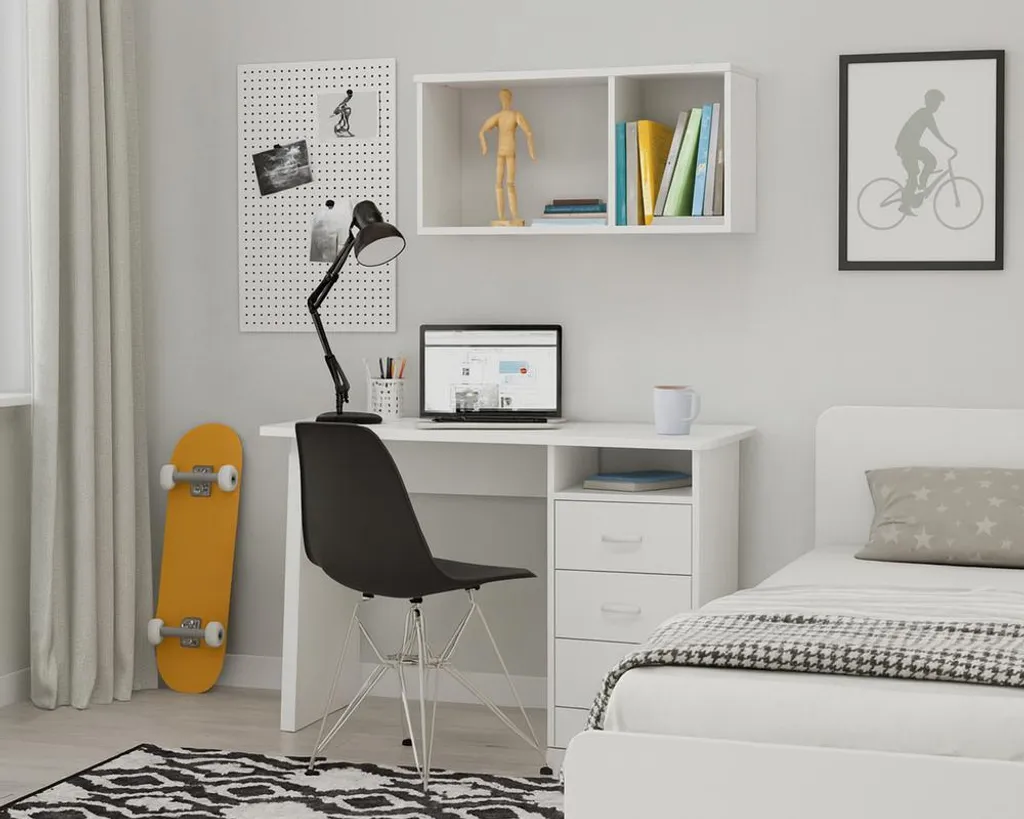 Bureau Adam Multi-rangements avec 3 Tiroirs et Étagère de Rangement Stable - 2