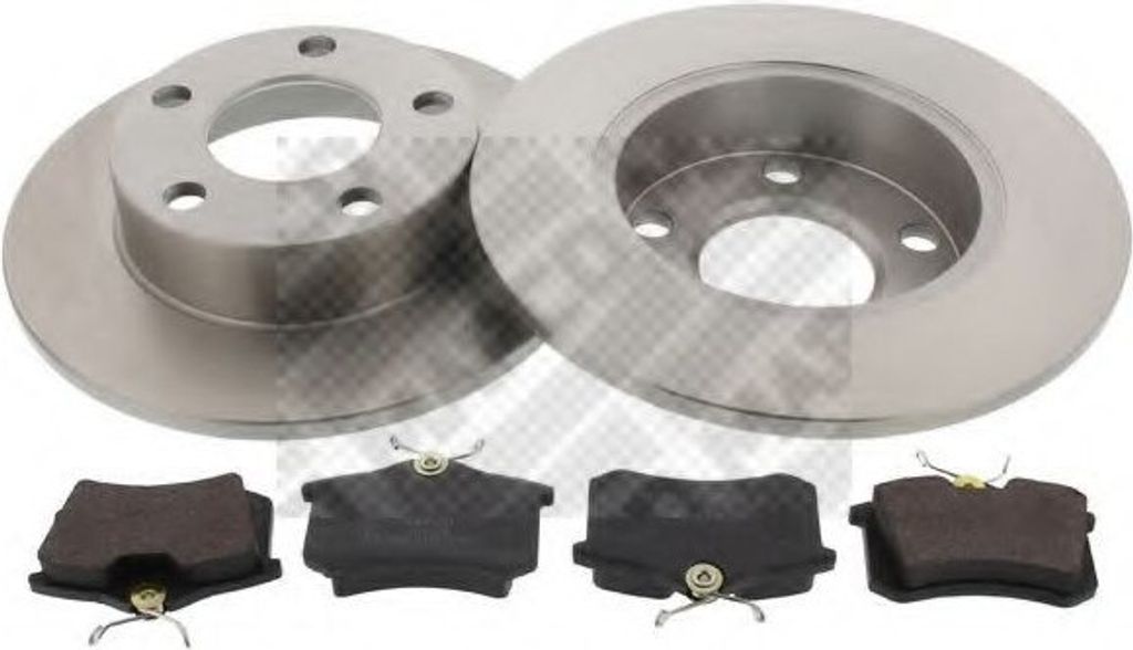 Mapco Bremsscheiben+Bremsbelaege (Bremsensatz) Hinterachse AUDI A4 Avant (8D5,B5),A4 (8D2,B5),VW PASSAT Variant (3B5),PASSAT Variant (3B6),PASSAT (...