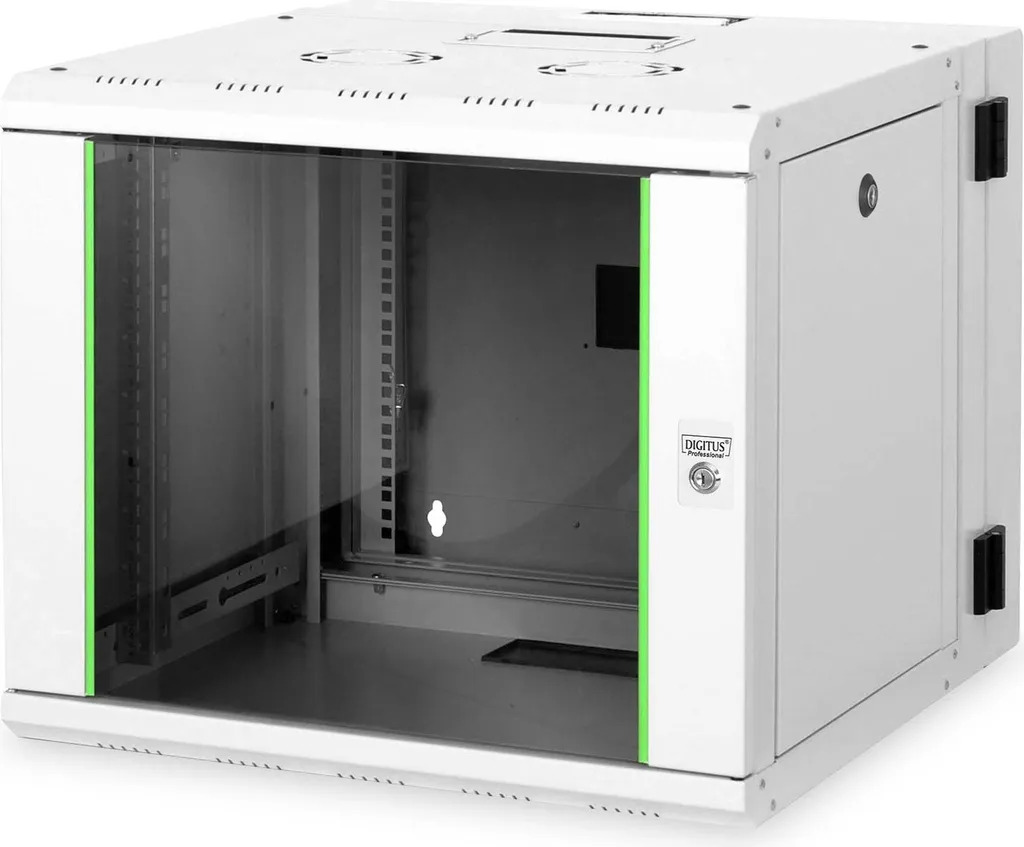 Coffret Informatique 9HE Digitus 600x600 mm avec Porte en Verre Gris