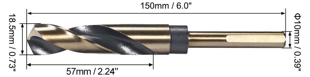 Spiralbohrer mit Reduziertem 18.5mm Schnellarbeitsstahl 4341 10mm Schaft