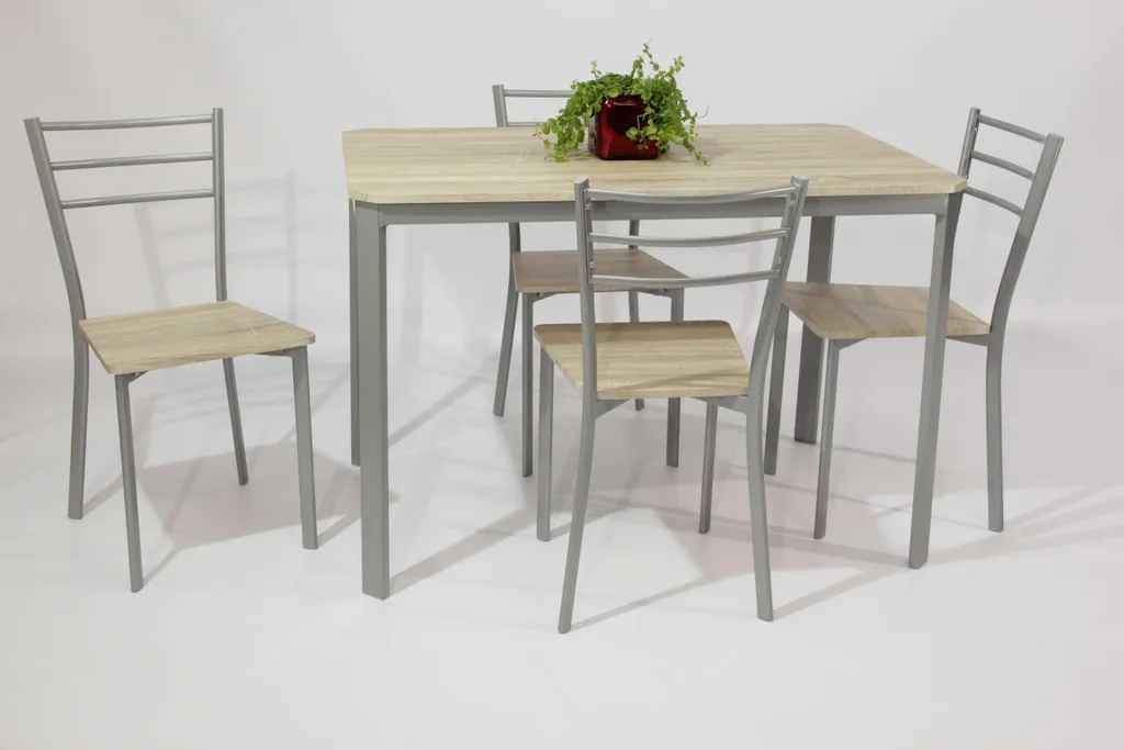 Ensemble Table Arena et 4 Chaises Arena en Reproduction Chêne Clair