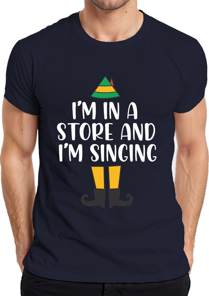 I'm in a store and I'm singing Christmas Elf Geschenk Lustig Herren T-Shirt, Navy, M