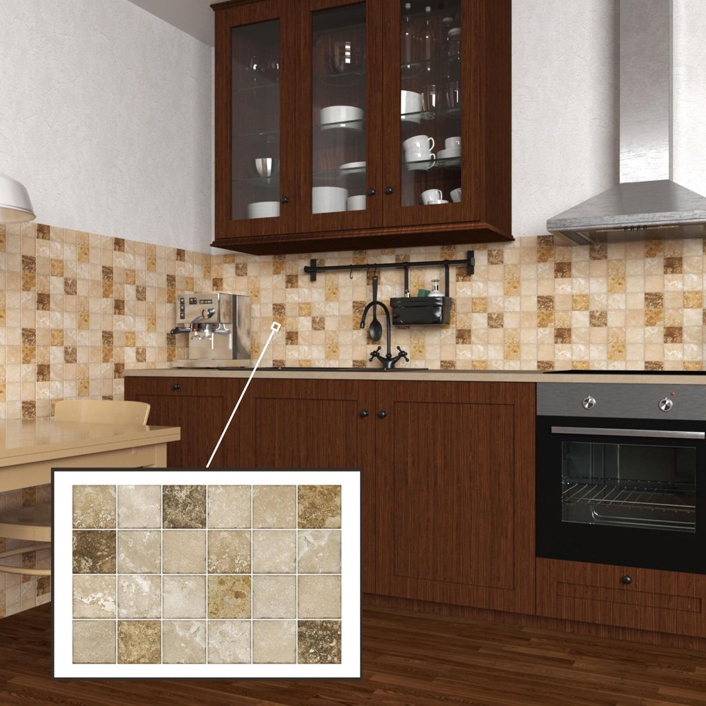 3D-Wandpaneele PVC | Fliesen Optik | Brauner Marmor- 15 Platten - 7,5 m² | Für Wohnzimmer, Küche & Bad | Einfache DIY-Montage