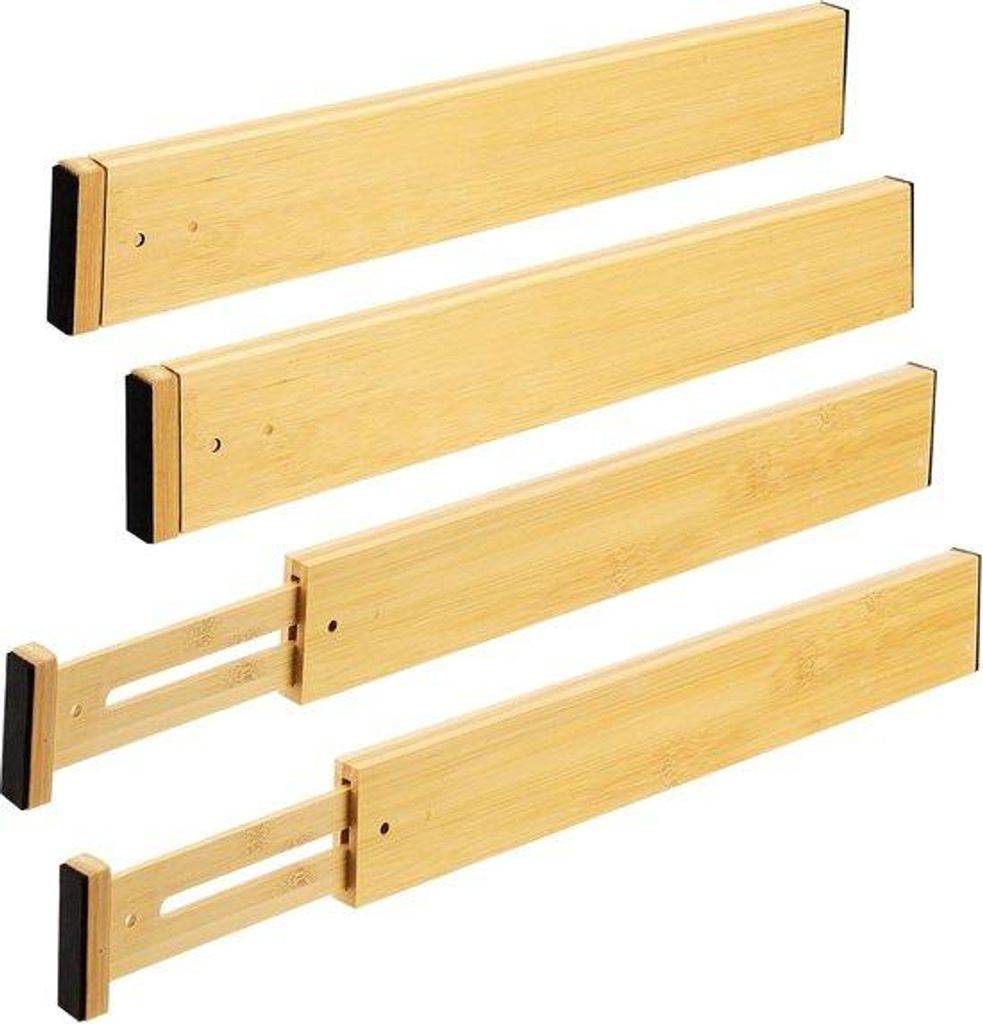 Einstellbare Bambus-Ladenteiler, 4-teilig, 43-56 cm, Holz