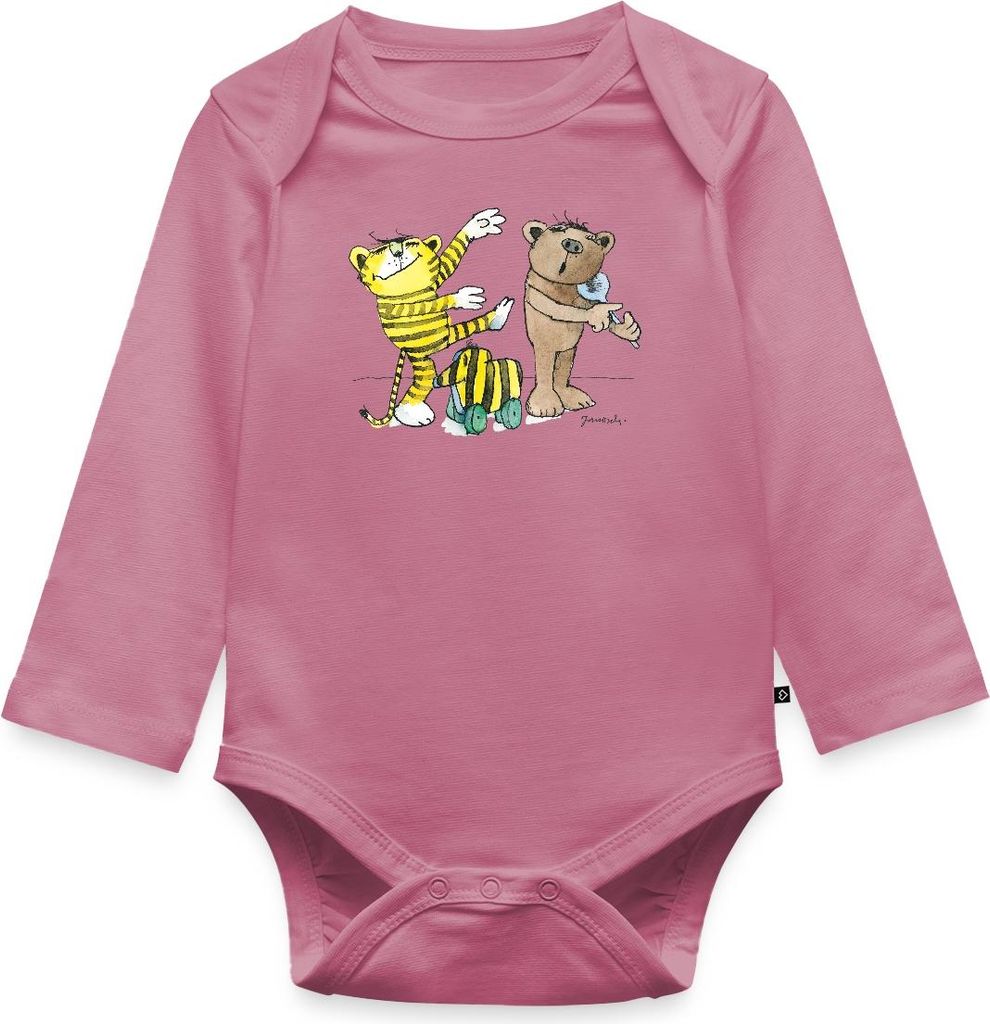 Spreadshirt Janosch Tiger Und Bär Machen Musik Tages Baby Body Langarm, 92 (1,5 - 2 Jahre), Mauve