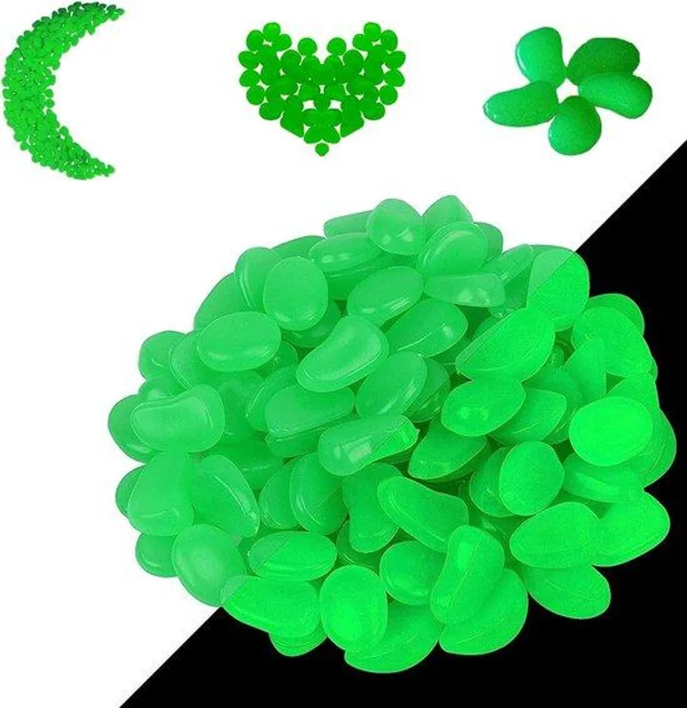 Balisage allée sans électricité avec galets lumineux fluorescents verts
