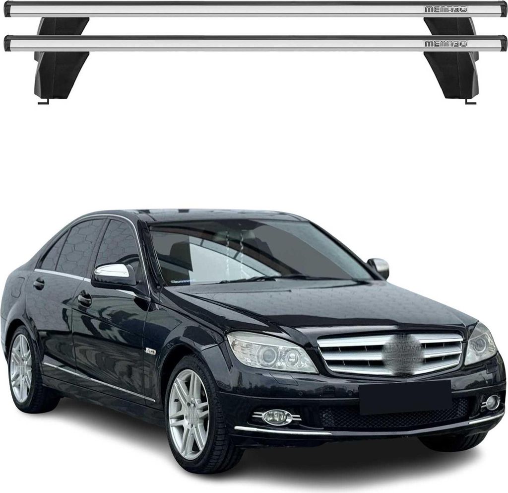 Menabo Dachträger für Mercedes C Klasse W204 Limo 2007-2014 75kg Alu Silber 2x