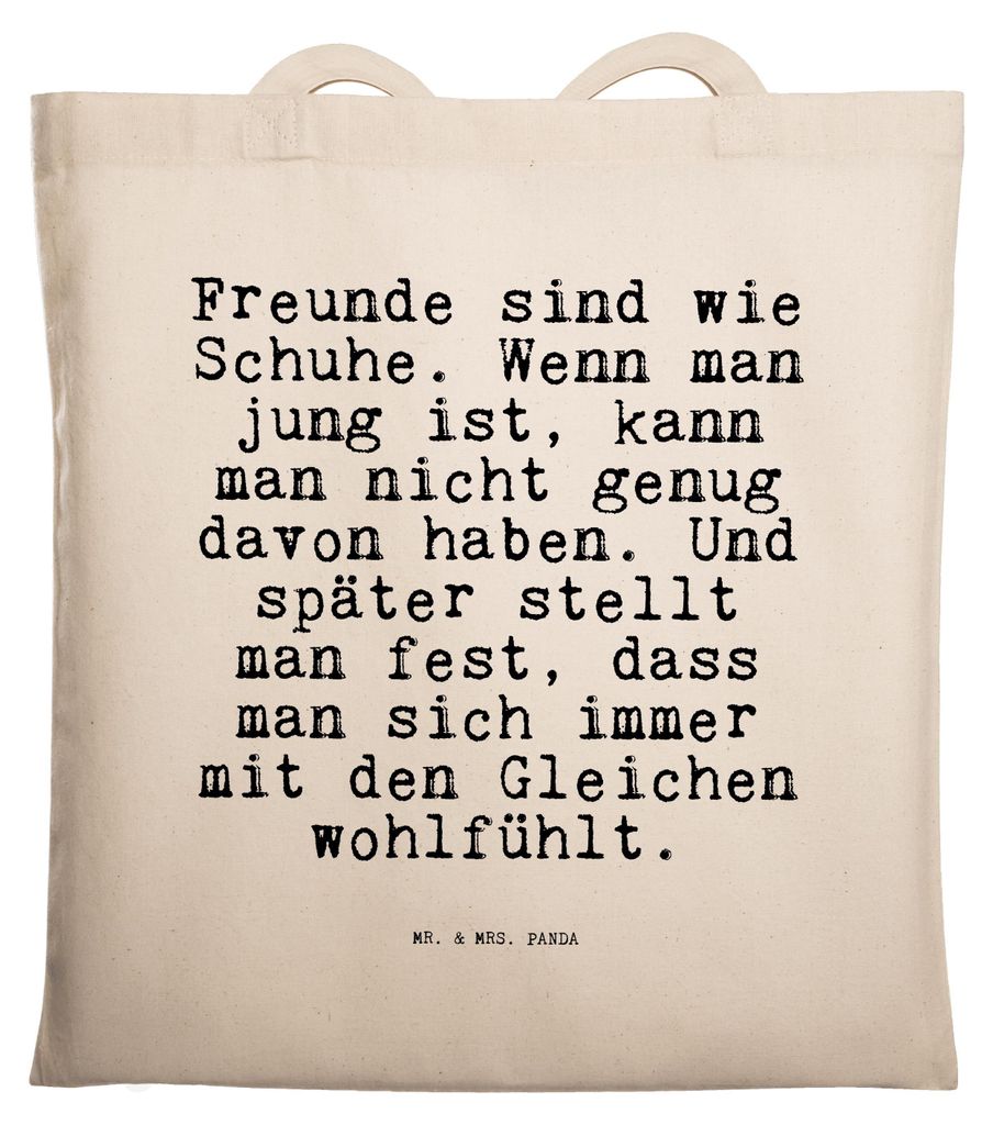 Mr. & Mrs. Panda totebag Freunde sind wie Schuhe.... - Transparent - Geschenk, Schultasche, Uni Tasche, Sprüche, Geburtstagsgeschenk, Beziehung, S...