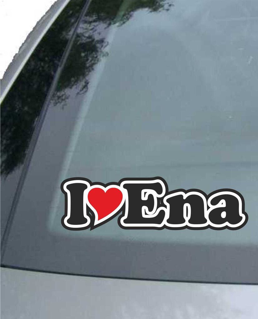 INDIGOS UG - Aufkleber / Autoaufkleber - I Love Heart - Ich liebe mit Herz 15 cm - I LOVE Ena- Auto LKW Truck - Sticker mit Namen vom Mann Frau Kind