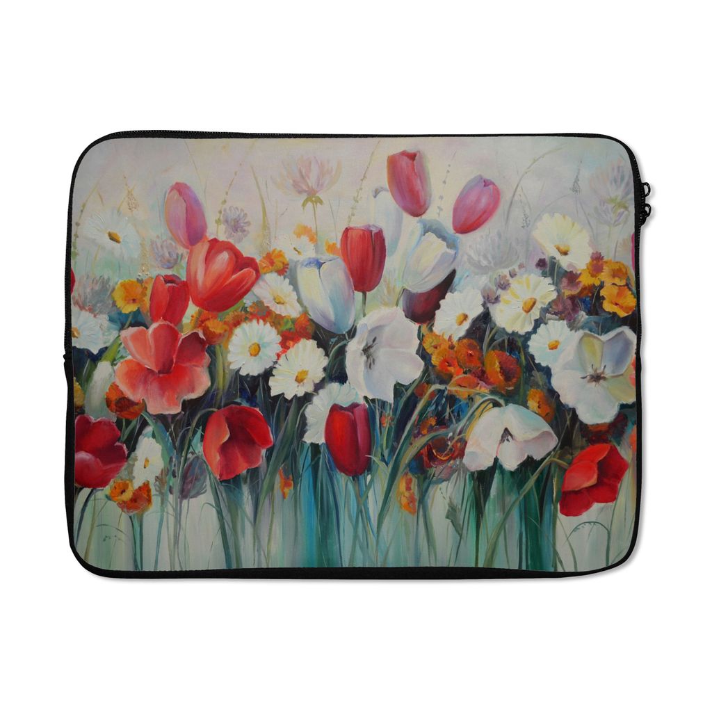MuchoWow Laptop Hülle 15 Zoll Malerei - Ölfarbe - Blumen Laptoptasche - Laptoptasche - Sleeve - Rundum-Schutz