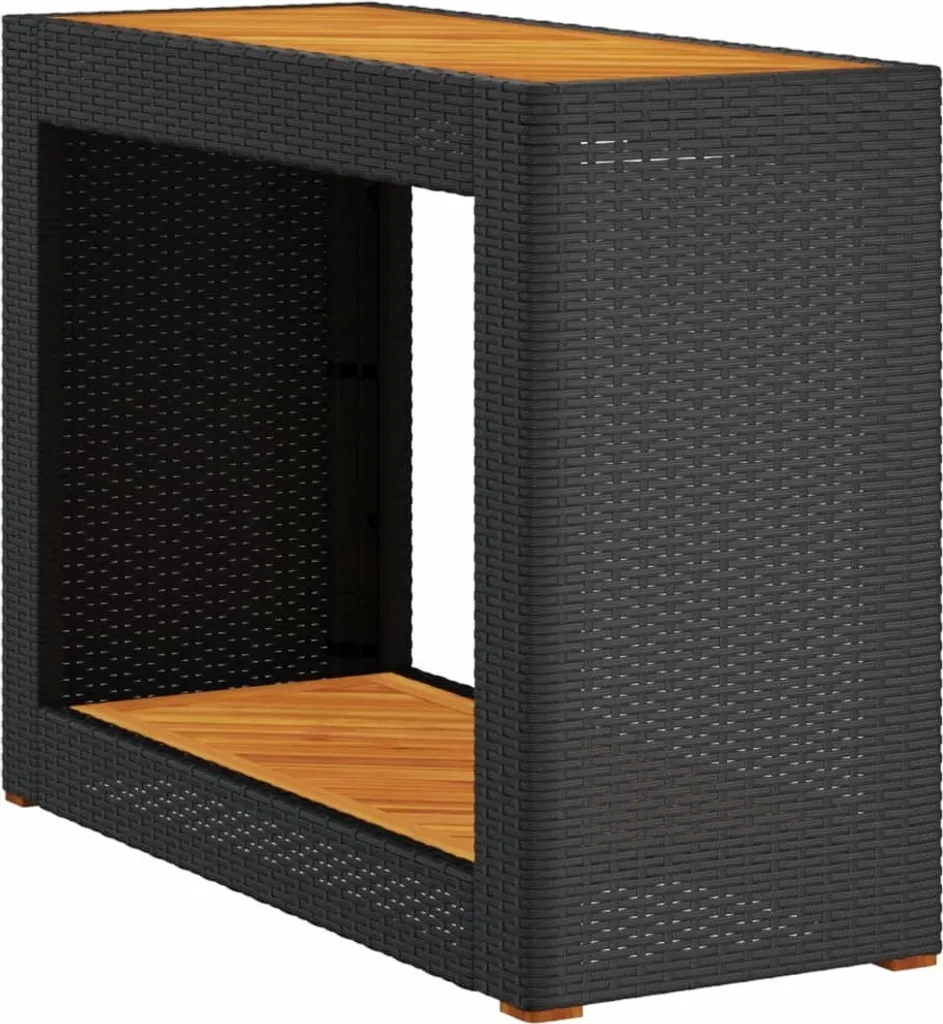 Arredo Giardino SYFAX: Tavolino Elegante Nero in Polyrattan 100 cm