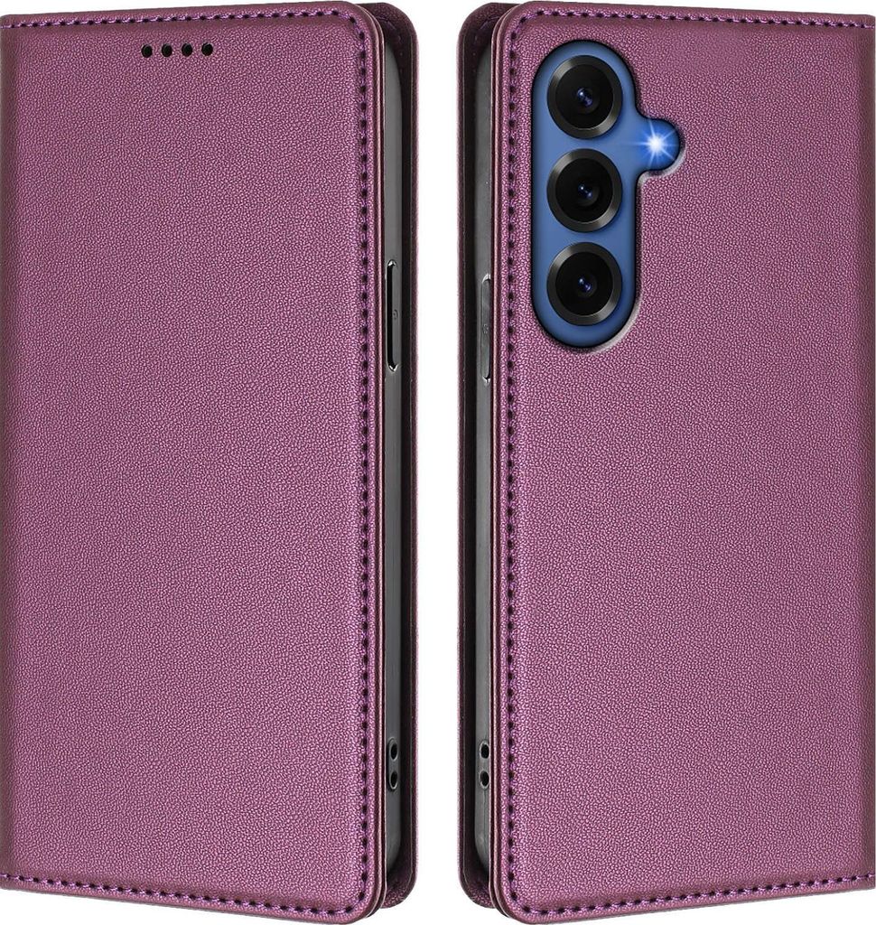 Handyhülle für Samsung Galaxy S26+, Kunstleder Klapphülle Stoßfeste Magnetische Hülle mit Ständer Lila