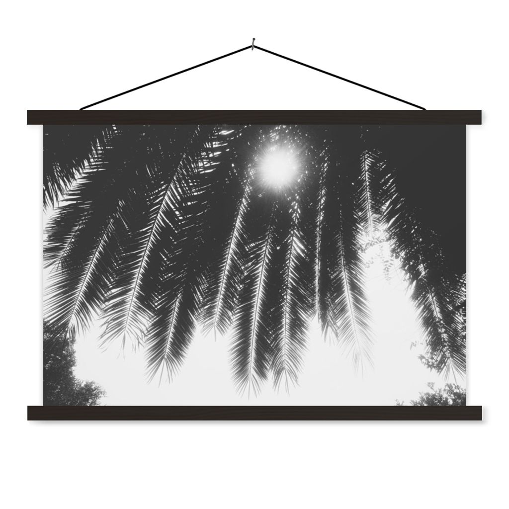 MuchoWow Textilposter Palmenblätter - Tropisch - Sonne - Palme 90x60 cm mit schwarzem Rahmen - Aufhängungssatz