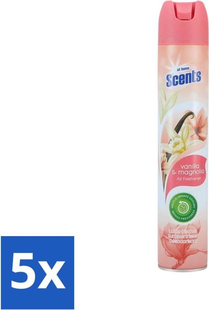 At Home - Düfte - Lufterfrischer - Vanille & Magnolie - Beseitigt schlechte Gerüche - 400 ml - Vorteilspack - 5 Stücke