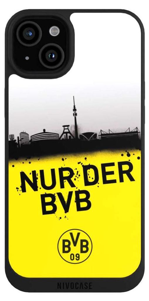 NIVOCASE Handyhülle für Apple iPhone 15 Plus Hülle NIVOpure Case Schwarz BVB Borussia Dortmund Statement