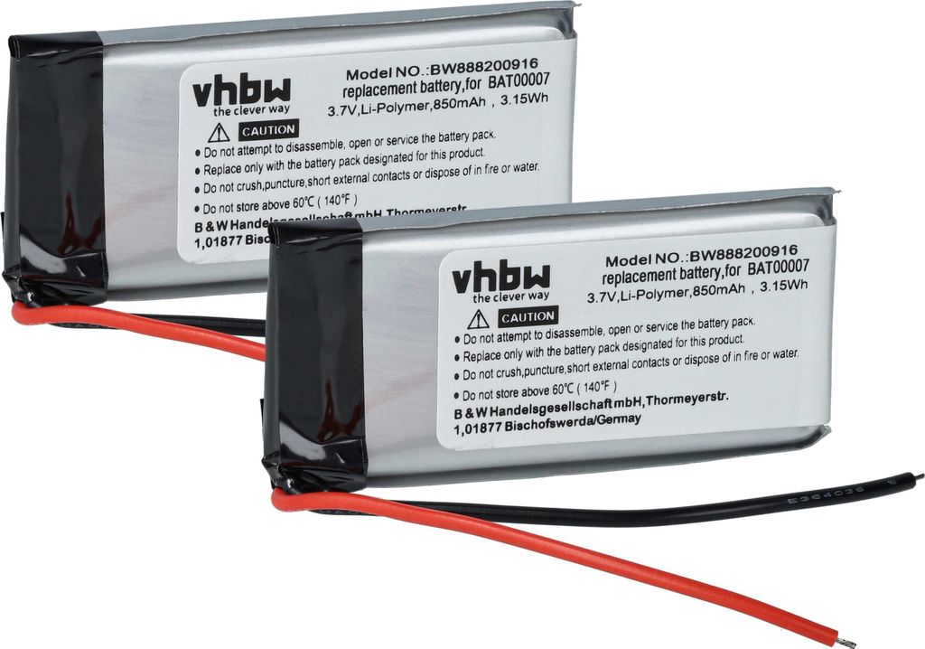 vhbw 2x Akku kompatibel mit Cardo SRPT0102, Packtalk Duo, Produktbild 