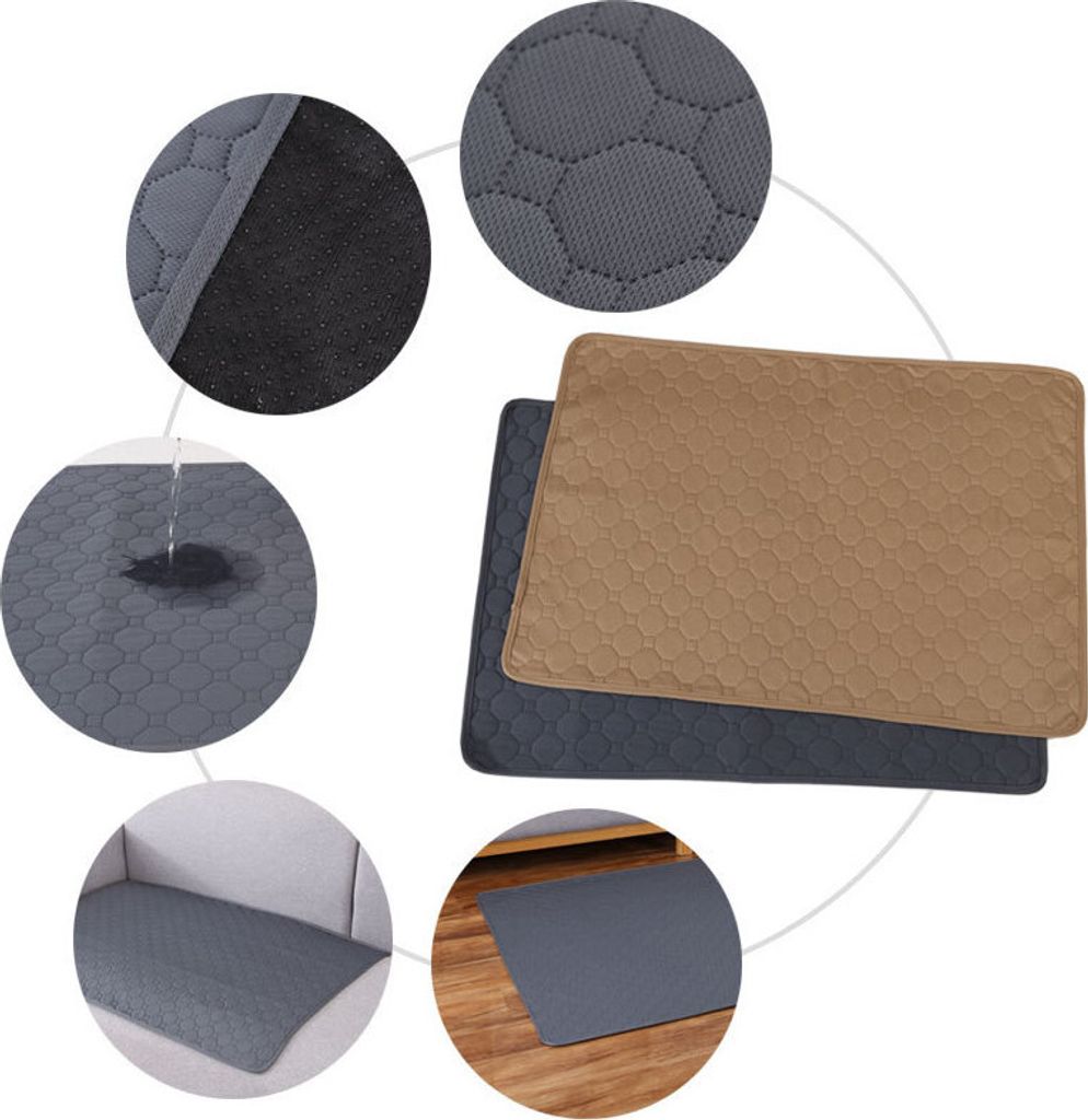 (70 x 50 cm, Braun ) Waschbare Pee-Pads für Haustiere, wiederverwendbare Pee-Pads, wiederverwendbare Einweg-Pipi-Trainingsmatten für Hunde, Katze...