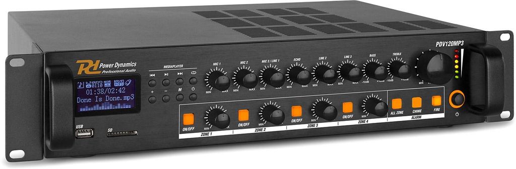 Power Dynamics PDV120MP3, 120 W, 50 - 19000 Hz, RCA, Produktbild 