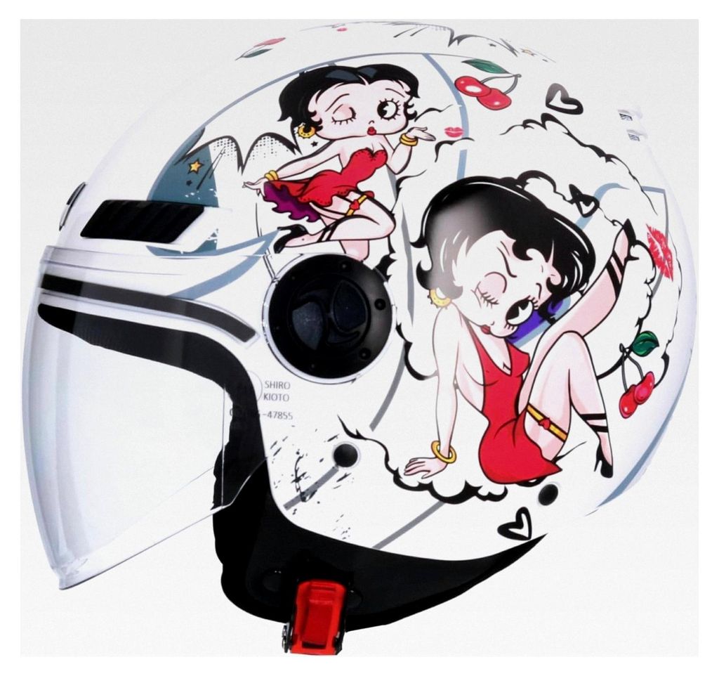 Jethelm, ECE-, La Betty, Weiß, Größe XS (53/54), Motorradhelm für Herren und Damen