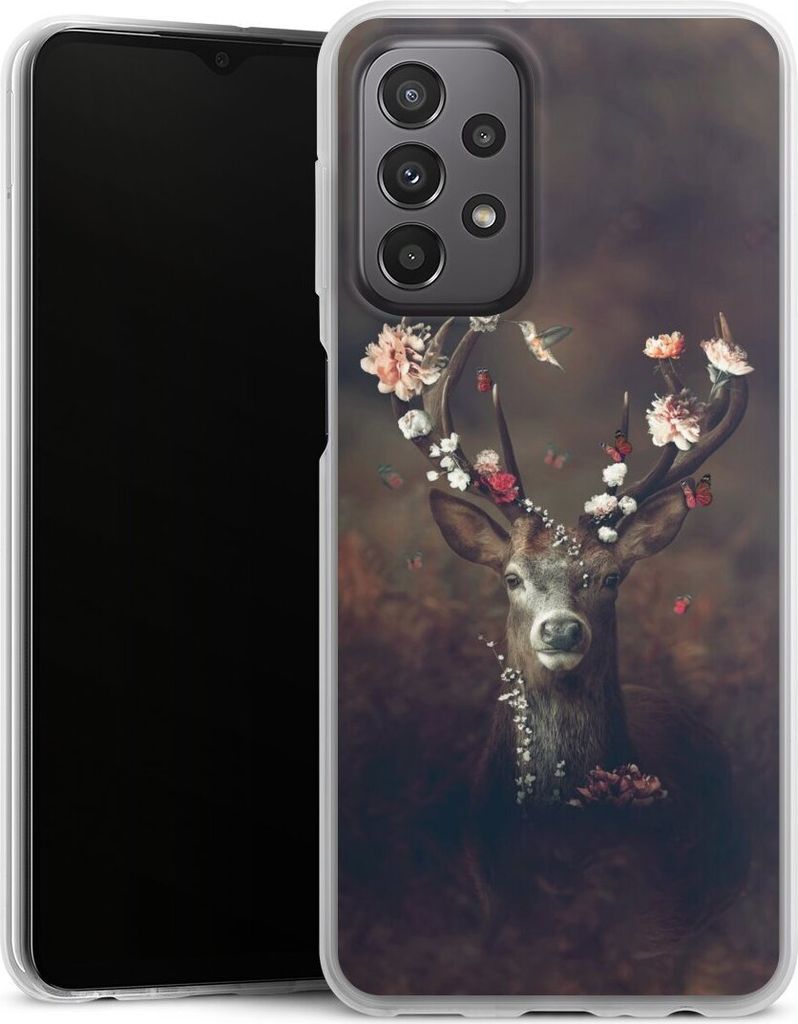 DeinDesign Slim Hülle für Samsung Galaxy A23 5G Silikon Case Ultra Dünn Handyhülle Blumen Rehe Rentier