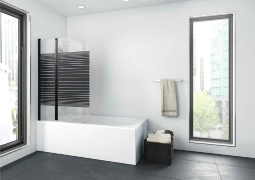 Badewannenaufsatz 2-teilig Aurlane Black Lines 2 100 x 140 cm Klarglas Profilfarbe schwarz BWF250