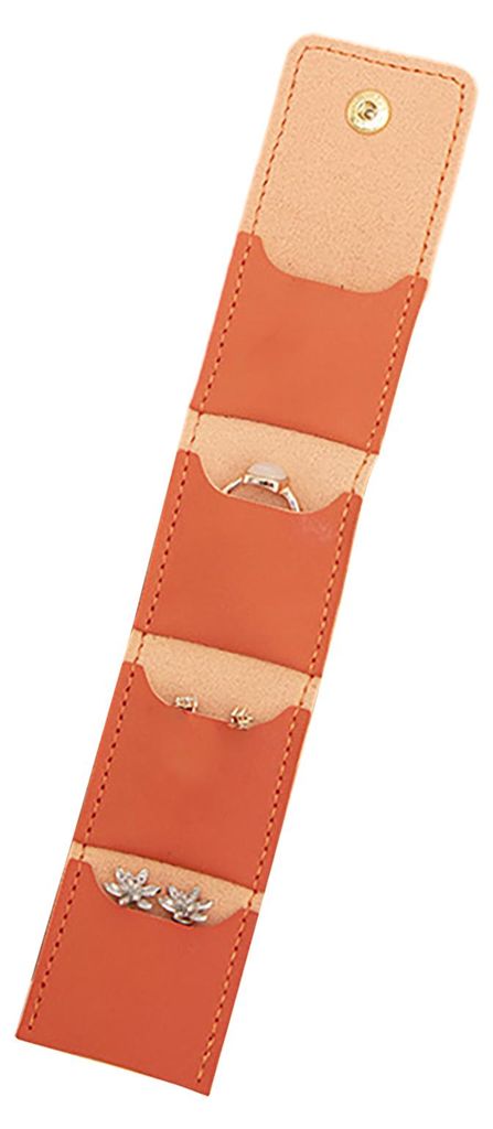 Mini-Reise-Schmucktasche, faltbar, aufrollbar, tragbarer Schmuckorganizer mit 4 Fächern für Ringe, Ohrringe, Halsketten und Armbänder