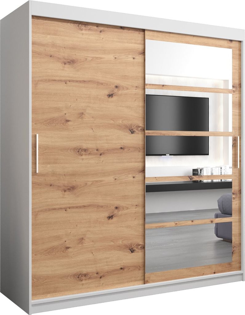 Kleiderschrank, Schiebetürenschrank Schlafzimmer, Schrank mit Spiegel ROMA 1 180 cm