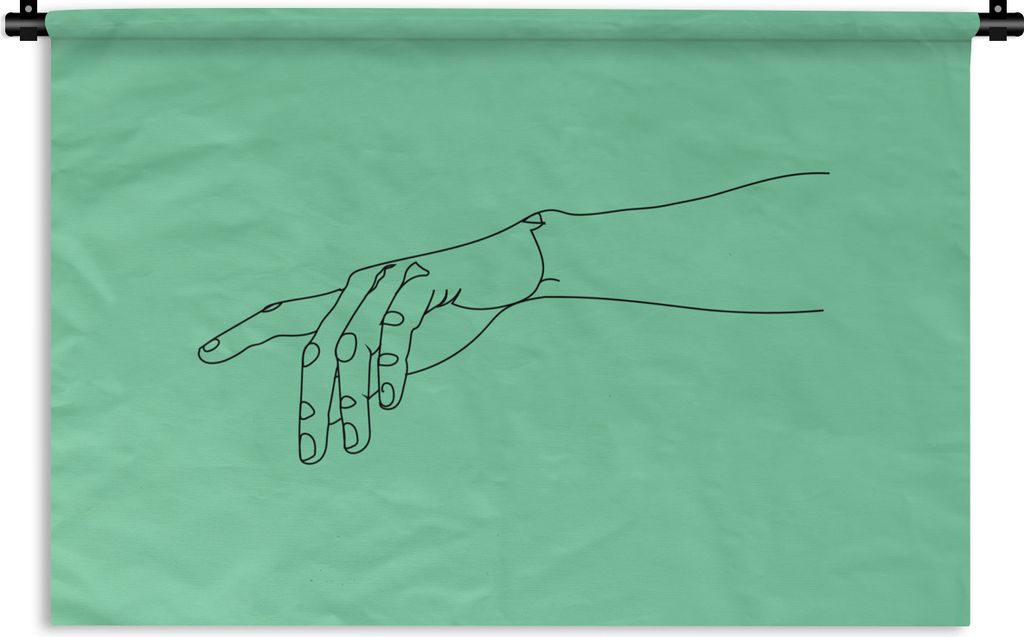 MuchoWow Wandteppich Wandbehang Hand - Linienkunst - Minimalismus 90x60 cm Tapisserie Dekoration Wandtuch - Wandskulpturen - Bildteppich