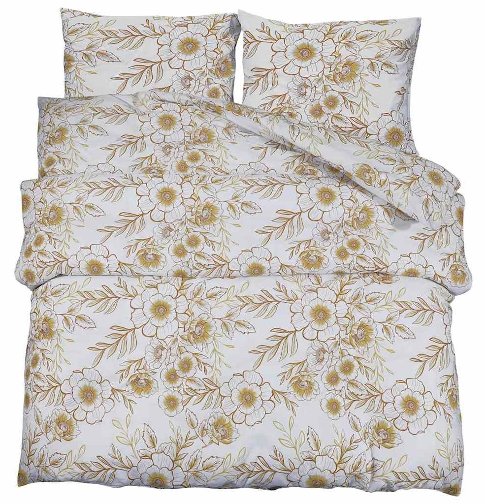 vidaXL Bettwäsche-Set Weiß und Braun 140x200 cm Baumwolle Produktbild 