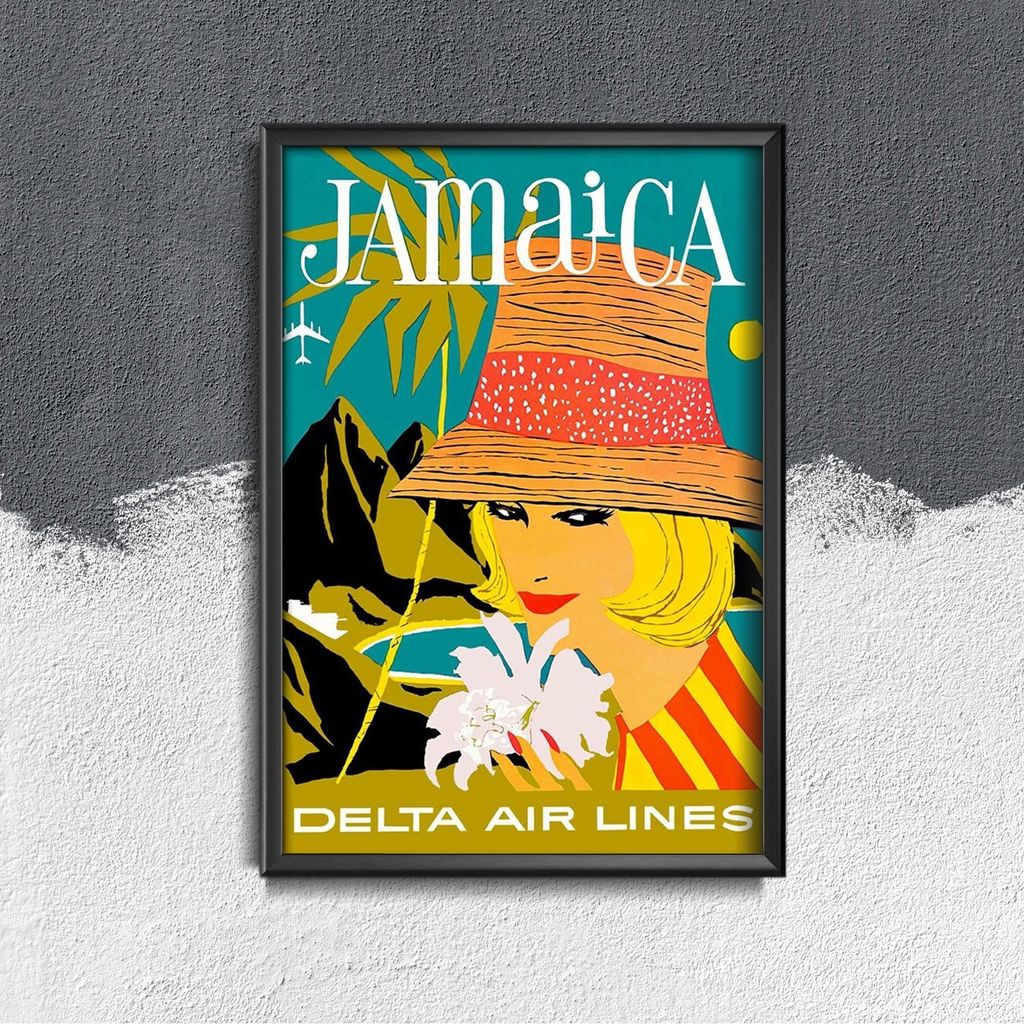 Poster - Canvas - Leinwand - 29,7 cm x 42 cm - Delta Airlines Jamaika