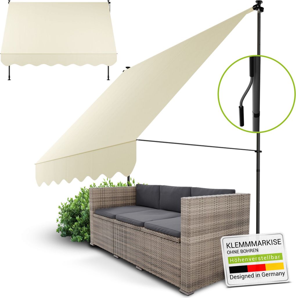 Juskys Klemmmarkise Kapstadt 250x120 cm - Höhenverstellbar, Produktbild 