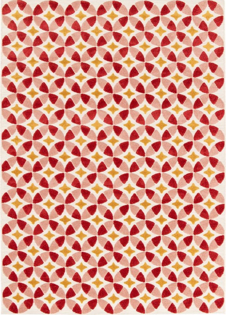 Moderner Kinderteppich mit Relief in Rot und Gelb 120x170