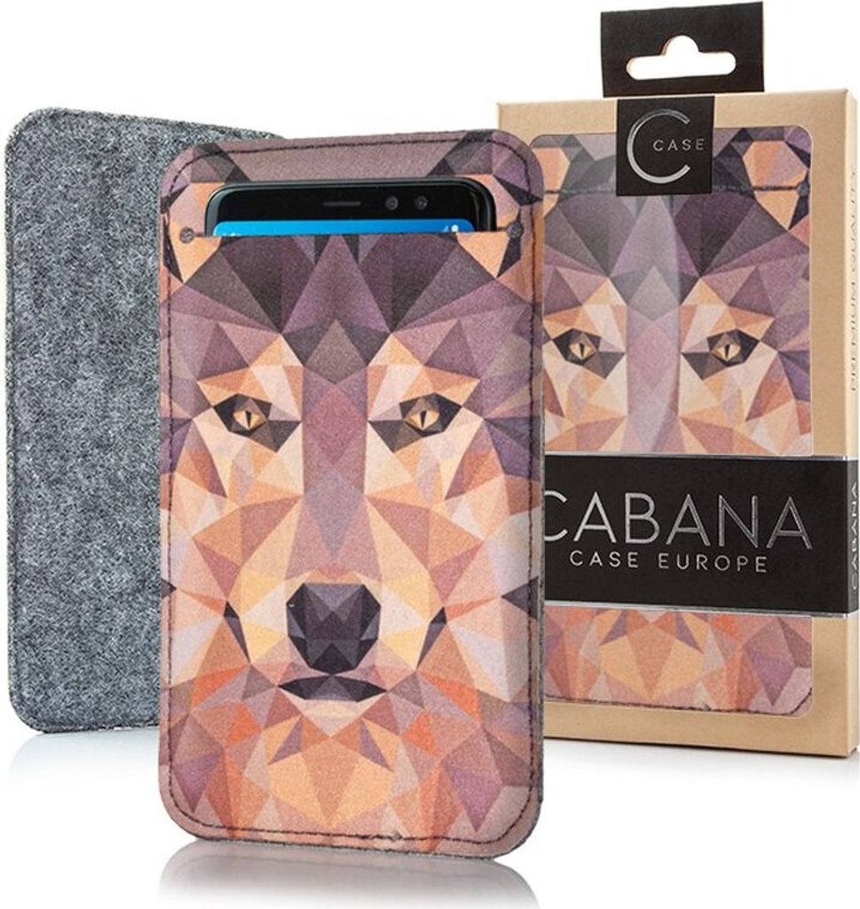 Universal Pocket Handyhülle Slim Pocket Schutzhülle Cover 10x17cm Case Motiv Wolf