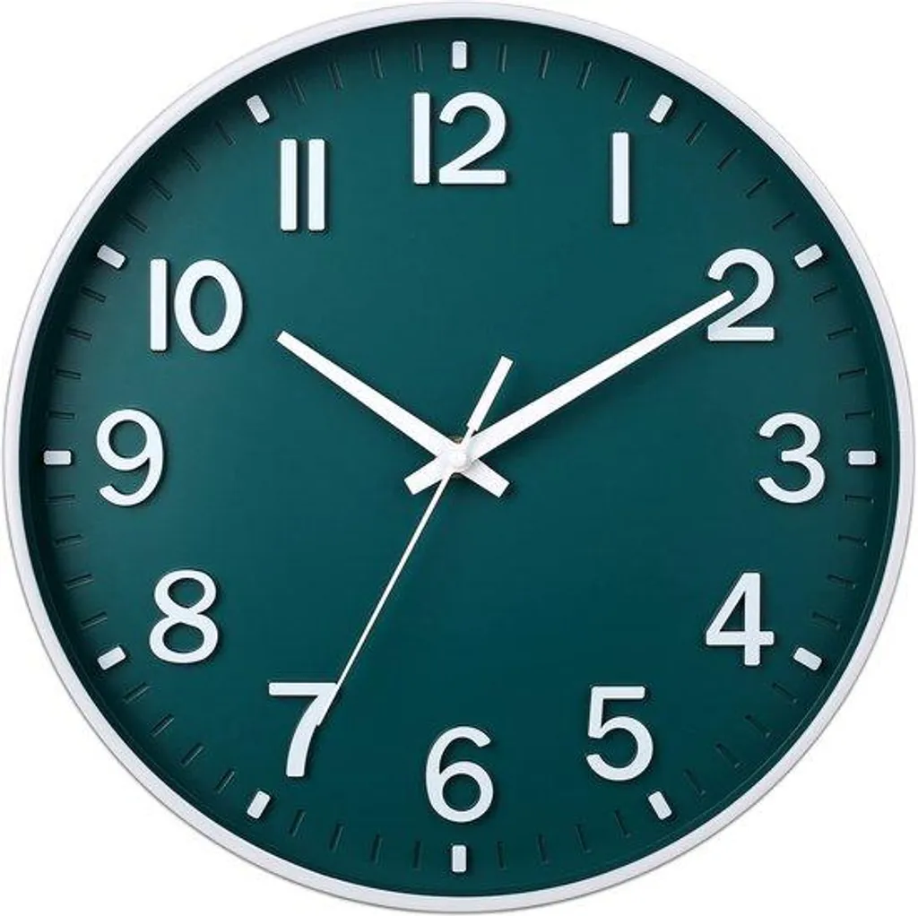Horloge murale silencieuse 30 cm vert foncé à piles - Modèle Opaline