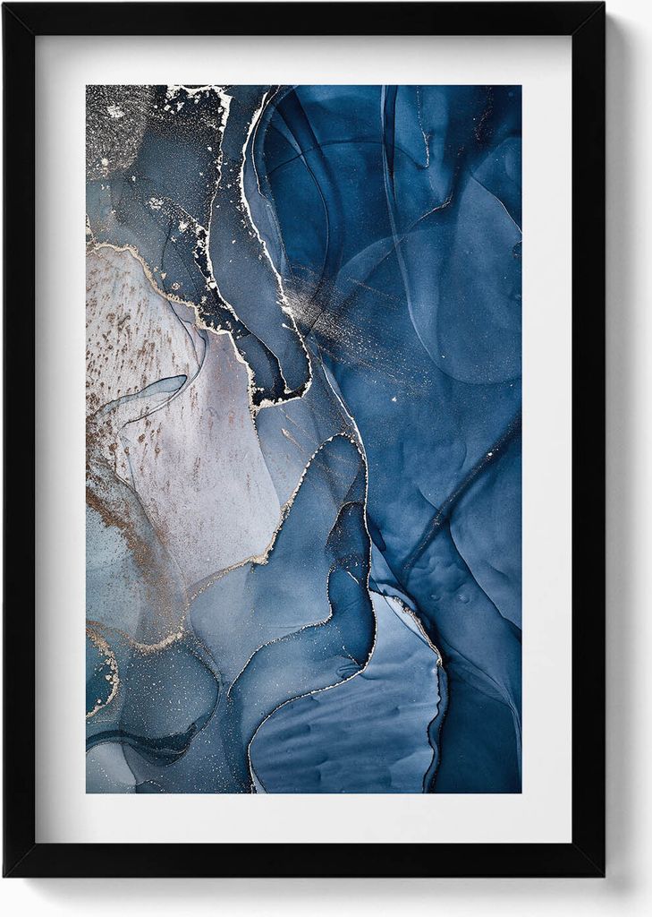 Abstrakte Textur– Wandbild mit Rahmen – Gerahmtes Bild – Wanddekoration – 40x60 cm – Schwarz