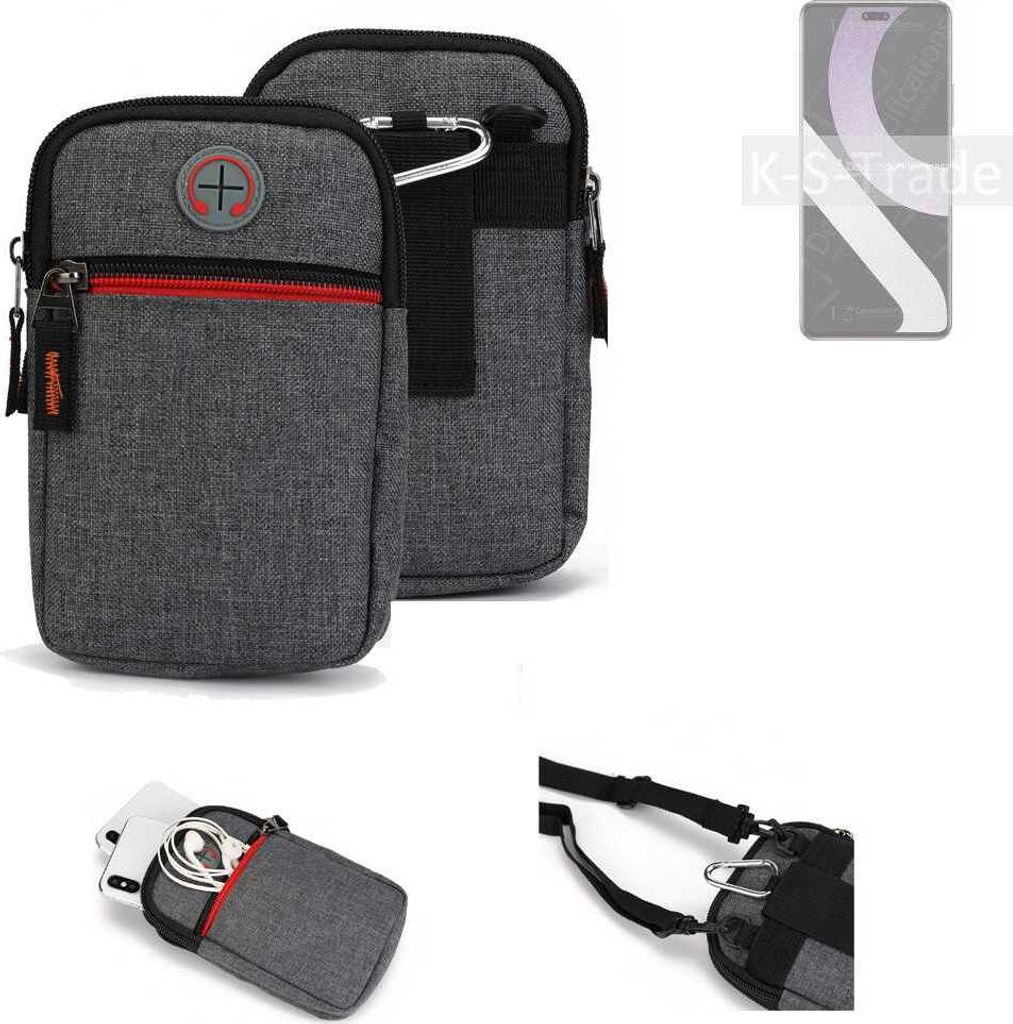K-S-Trade Holster Gürteltasche kompatibel mit Xiaomi Civi 2 Handy Tasche Schutz Hülle grau Zusatzfächer 1x
