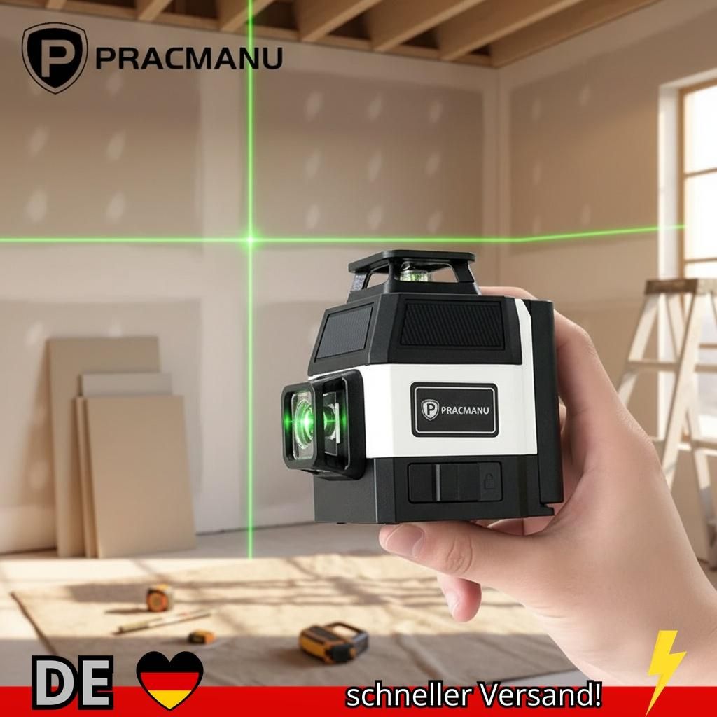 Pracmanu Mini 12-Linien-3D-Laser-Wasserwaage 360° Selbstnivellierender