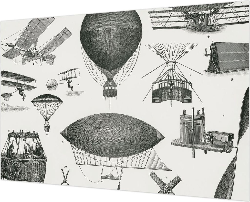 Wandtapete - Dekorative Tapete für Wohnzimmer - Tapetenfolie für Wanddekoration - 152x104 cm - Geschichte der Luftfahrt