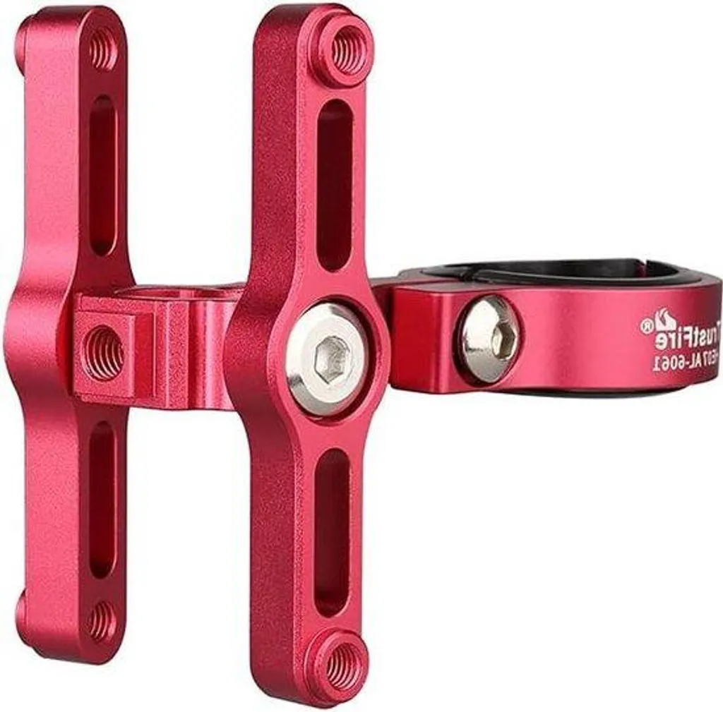 Double porte-bidon VTT rouge en aluminium léger avec fixation selle