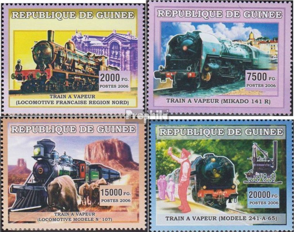 Briefmarken Guinea 2006 Mi 4377-4380 postfrisch Verkehrsmittel: Schienenverkehr