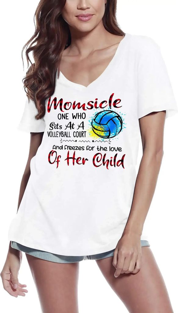 Damen Grafik T-Shirt V-Ausschnitt Momsicle Volleyball Zitat - Liebe Sport – Momsicle Volleyball Quote - Love Sports – Öko-Verantwortlich Vintage