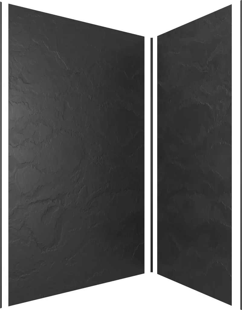 STONE'IT Pack 2 Panneaux Pierre Ardoise 90+120x210 cm Profilés Noir Mat