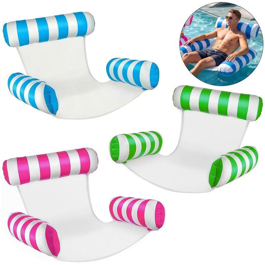 Wasserhängematte Pool Set 3 Stück, aufblasbares Schwimmspielzeug mit Inflator Pumpe