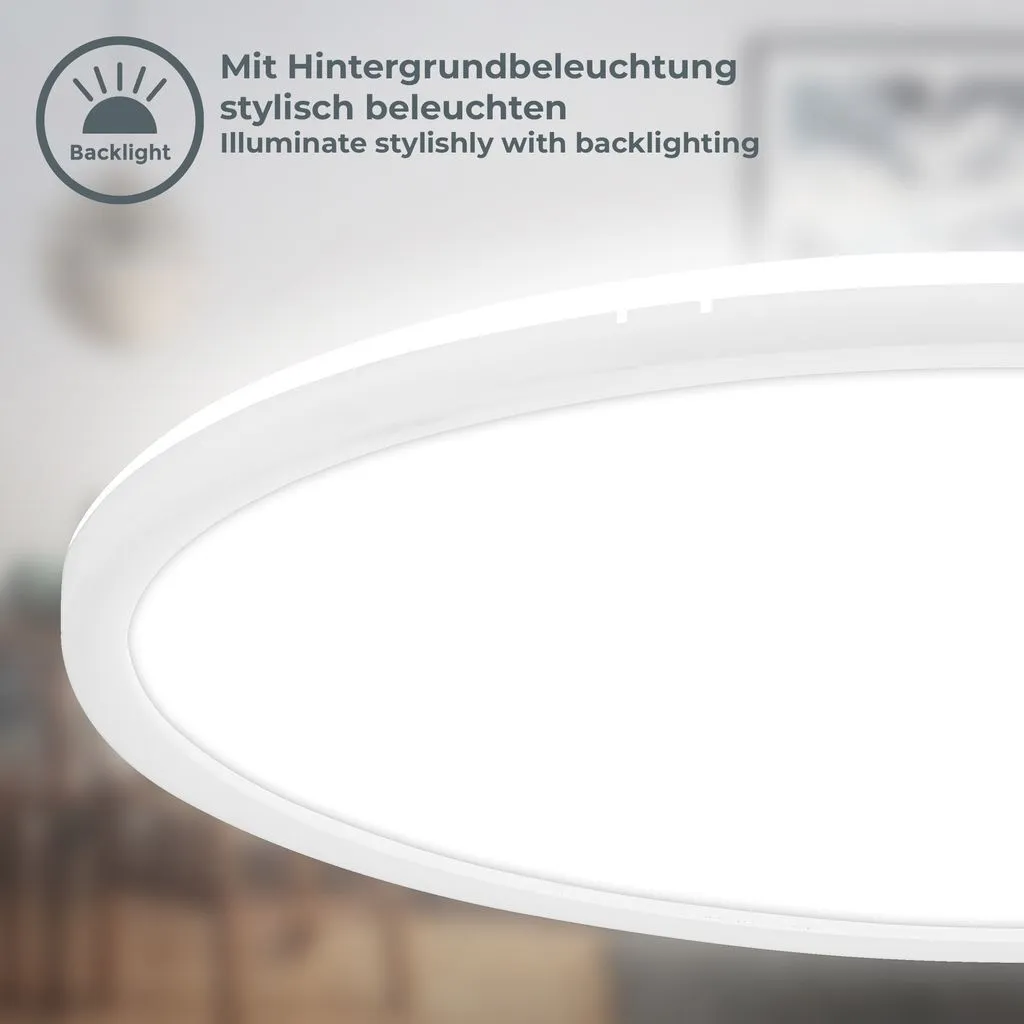 Plafonnier LED Rond Ultra Fin Blanc Neutre avec Lumière Indirecte 42cm - 3