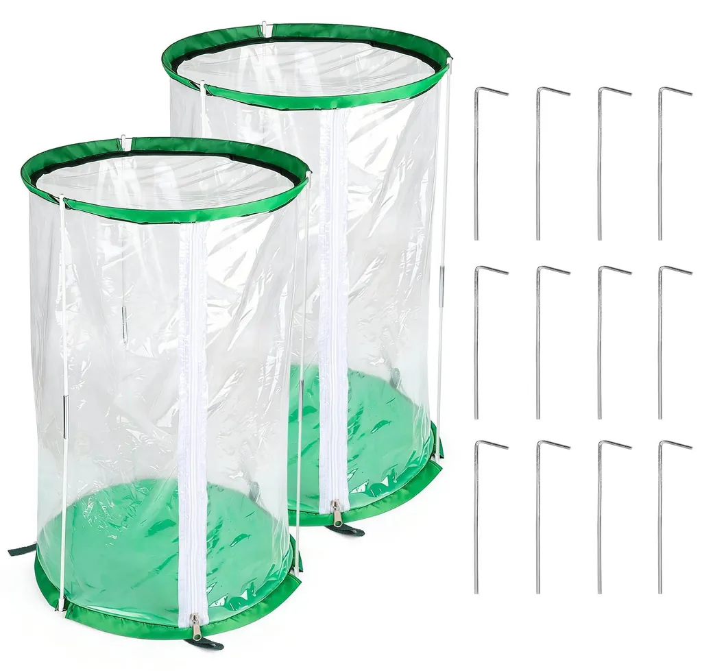 Protection hivernale pour plantes en pot lot de 2 mini serres PVC 55x30cm